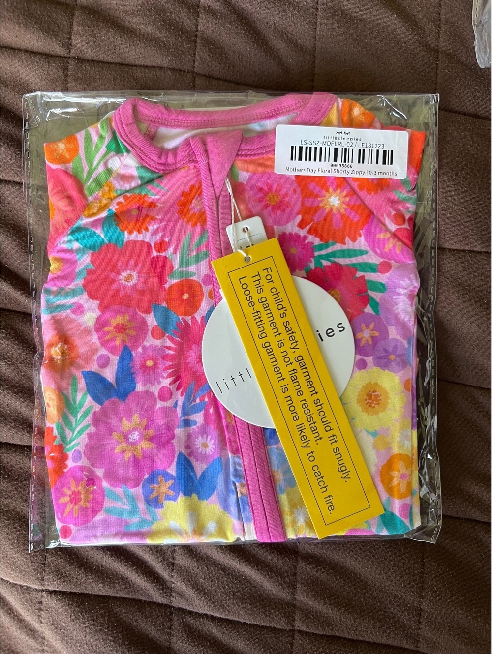 Little Sleepies Mother’s Day Floral shorty zippy- 0-3 months